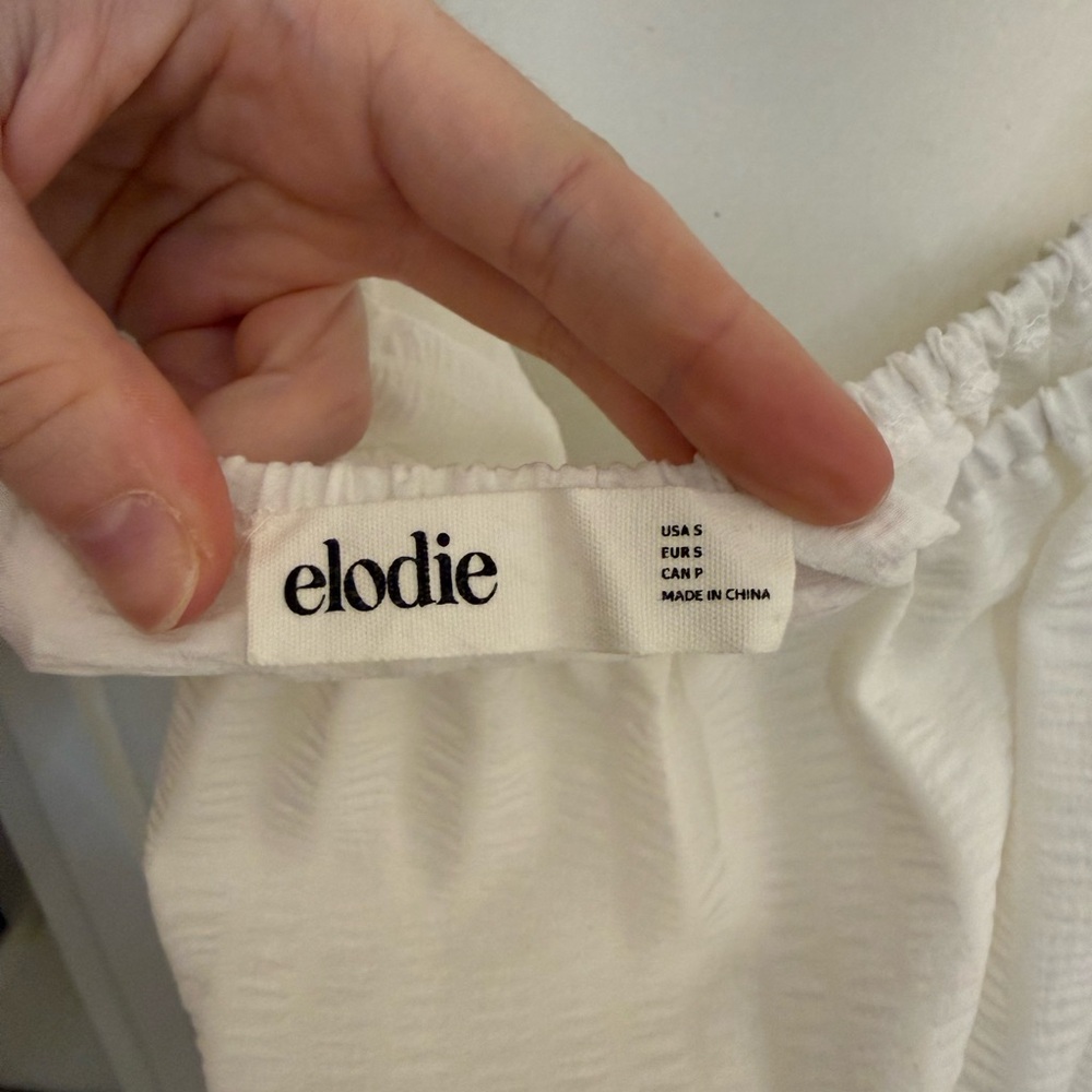 Elodie Cream Puff Sleeve Smocked Crop Top - Picture 2 of 3